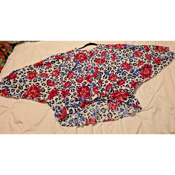 Ariat Top Womens L Red White Blue Front Tie Cotton Eyelet Festival Western - Picture 7 of 13